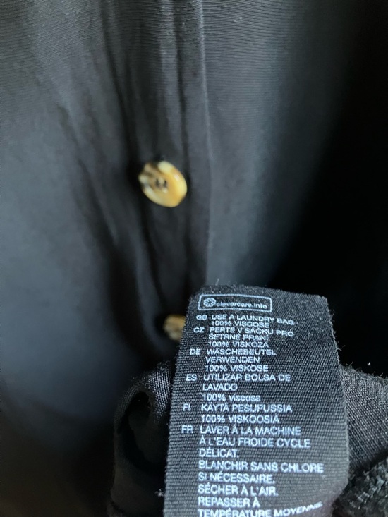 & Other Stories Black Flowy Long Sleeve Shirtdress Size 8 Mini Boho Minimalist - Picture 9 of 11